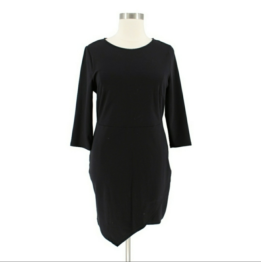 Forever 21 Black Ponte Knit Asymmetrical Hem Dress